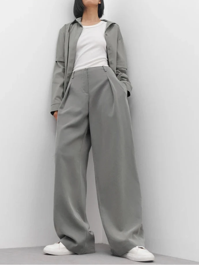 Gray Pleated Pants Spring